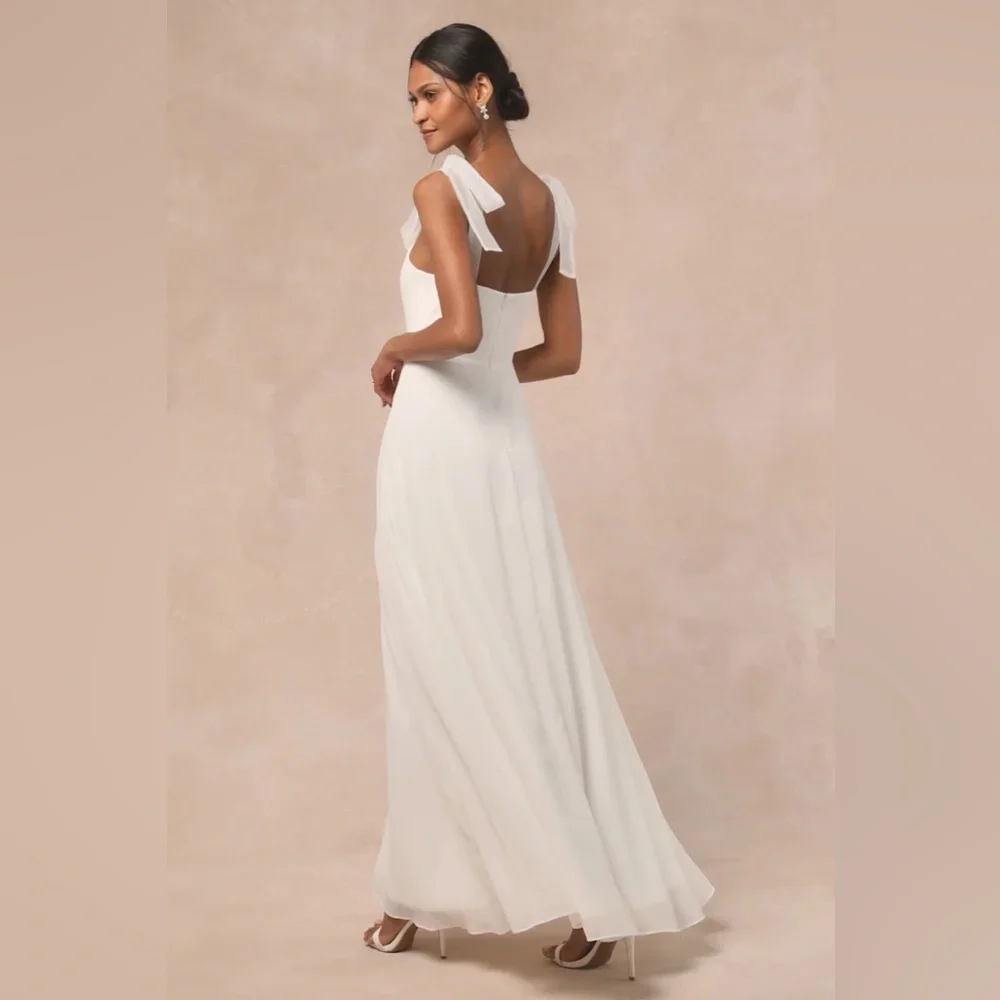 NWT Lulus Radiant Romance White Tie-Strap Maxi Dress - Picture 2 of 6